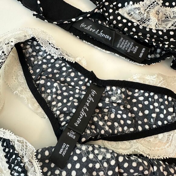 For Love And Lemons Black and White Polka Dot Bra Set - Picture 2 of 3